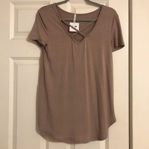 Brown criss cross t shirt